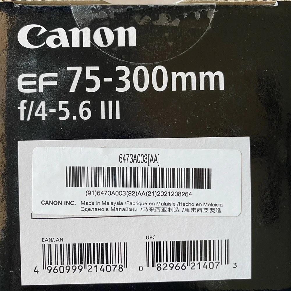 New never used canon ef 75-300mm f/4-5.6 in